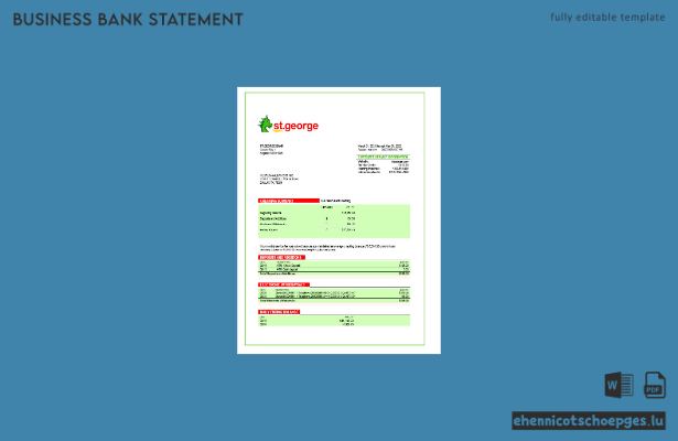 Organisationsdokument der St. George Bank – Beispielansicht in Word und PDF